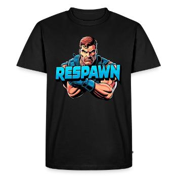 Design de joueur rétro avec soldat - T-shirt Premium bio Homme - noir - Devant - Nico (187cm)