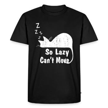 Cat So Lazy Can't Move - Men's Premium Organic T-Shirt - black - Front - Nico (187cm)
