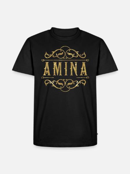 Amina gold - Men's Premium Organic T-Shirt - black