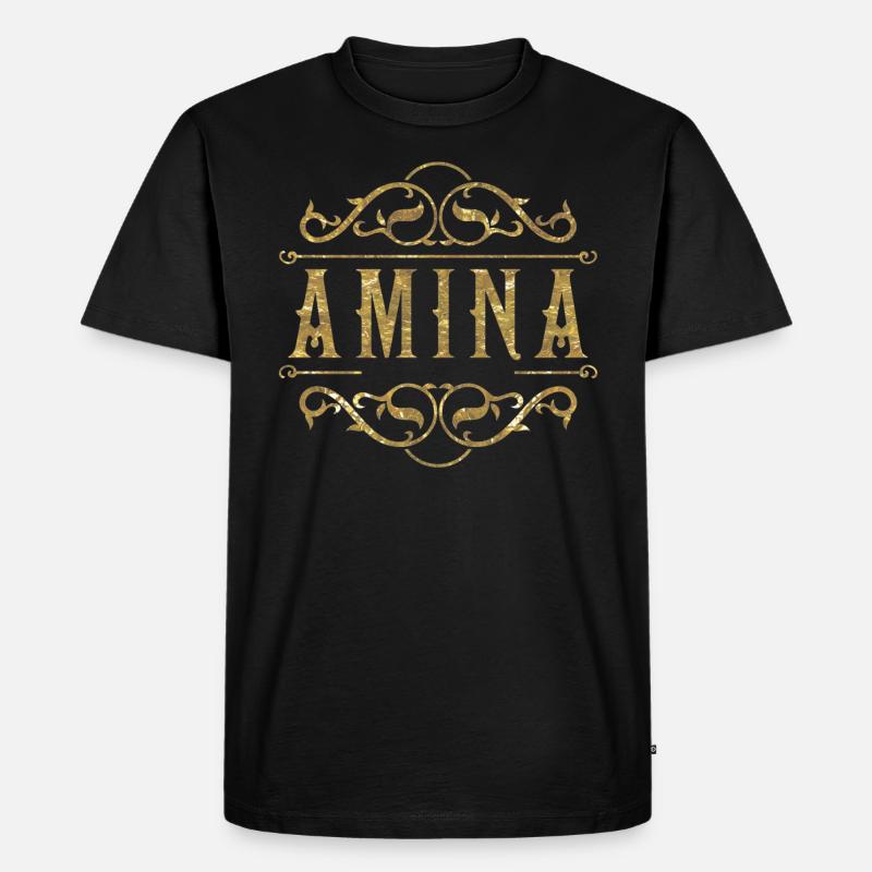 Amina gold - Männer Premium Bio T-Shirt - Schwarz