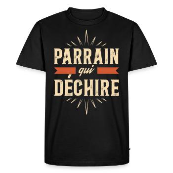 Humour Homme Super Parrain Qui Déchire - T-shirt Premium bio Homme - noir - Devant - Nico (187cm)