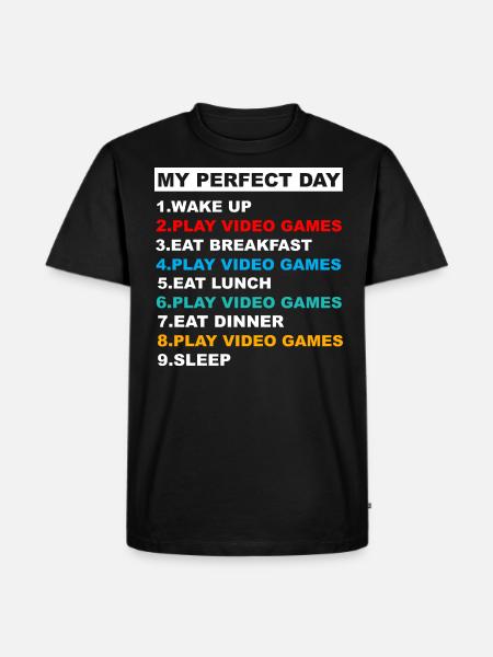 My Perfect Day Video Games Funny Cool Gamer - Men's Premium Organic T-Shirt - black