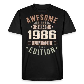 Juin 1986 Anniversaire Juin 1986 Cadeau Juin 1986 - T-shirt Premium bio Homme - noir - Devant - Nico (187cm)