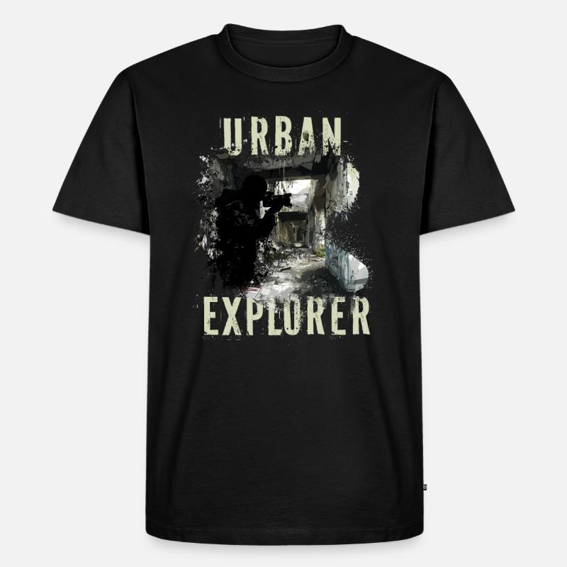 Urban Explorer - Männer Premium Bio T-Shirt - Schwarz