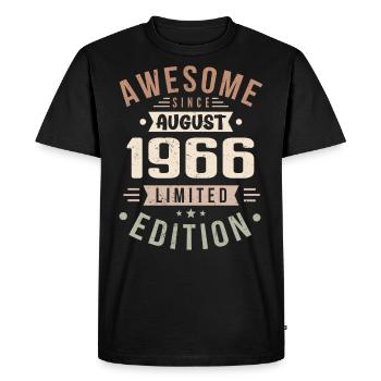 Août 1966 Anniversaire en Août 1966 Millésime 1966 - T-shirt Premium bio Homme - noir - Devant - Nico (187cm)