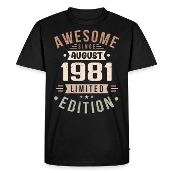 Août 1981 Anniversaire en Août 1981 Millésime 1981 - T-shirt Premium bio Homme - noir - Devant - Nico (187cm)