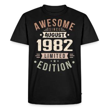 Août 1982 Anniversaire en Août 1982 Millésime 1982 - T-shirt Premium bio Homme - noir - Devant - Nico (187cm)