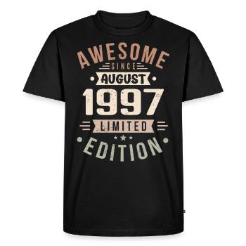 Août 1997 Anniversaire en Août 1997 Millésime 1997 - T-shirt Premium bio Homme - noir - Devant - Nico (187cm)