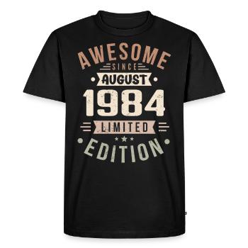 Août 1984 Anniversaire en Août 1984 Millésime 1984 - T-shirt Premium bio Homme - noir - Devant - Nico (187cm)