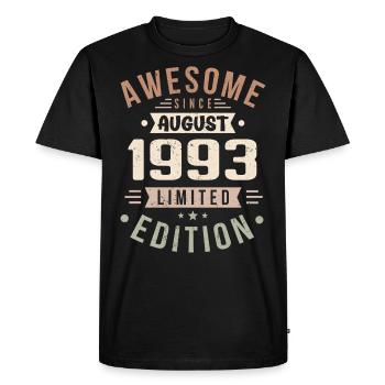 Août 1993 Anniversaire en août 1993 Millésime 1993 - T-shirt Premium bio Homme - noir - Devant - Nico (187cm)
