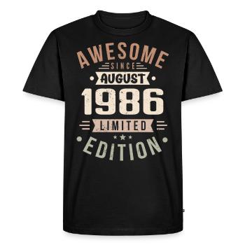 Août 1986 Anniversaire en Août 1986 Millésime 1986 - T-shirt Premium bio Homme - noir - Devant - Nico (187cm)