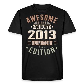Août 2013 Anniversaire en août 2013 Millésime 2013 - T-shirt Premium bio Homme - noir - Devant - Nico (187cm)