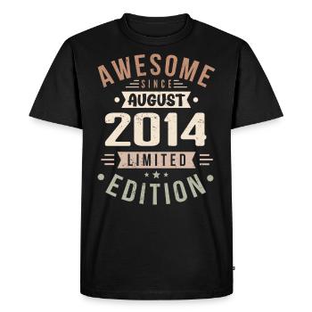 Août 2014 Anniversaire en août 2014 Millésime 2014 - T-shirt Premium bio Homme - noir - Devant - Nico (187cm)