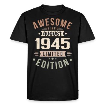 August 1945 Birthday in August 1945 Vintage 1945 - Men's Premium Organic T-Shirt - black - Front - Nico (187cm)