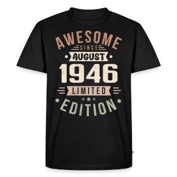 Août 1946 Anniversaire en Août 1946 Millésime 1946 - T-shirt Premium bio Homme - noir - Devant - Nico (187cm)
