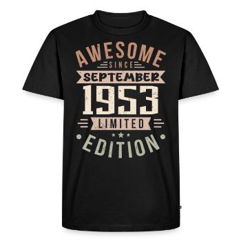 1953 Septembre Anniversaire Né en septembre 1953 - T-shirt Premium bio Homme - noir - Devant - Nico (187cm)