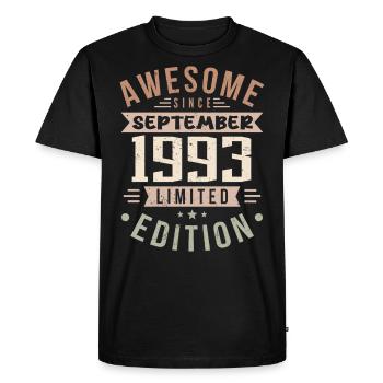 1993 Septembre Anniversaire Né en septembre 1993 - T-shirt Premium bio Homme - noir - Devant - Nico (187cm)