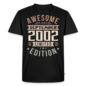 2002 September Birthday Born September 2002 - Men's Premium Organic T-Shirt - black - Front - Nico (187cm)