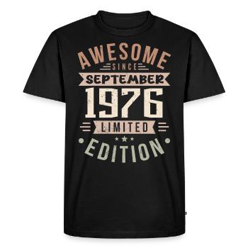 1976 Septembre Anniversaire Né en septembre 1976 - T-shirt Premium bio Homme - noir - Devant - Nico (187cm)