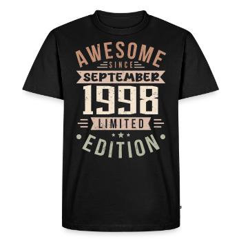 1998 Septembre Anniversaire Né en septembre 1998 - T-shirt Premium bio Homme - noir - Devant - Nico (187cm)