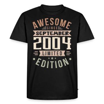 2004 September Birthday Born September 2004 - Men's Premium Organic T-Shirt - black - Front - Nico (187cm)