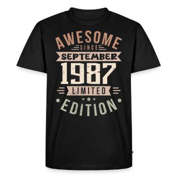 1987 September Birthday Born September 1987 - Men's Premium Organic T-Shirt - black - Front - Nico (187cm)