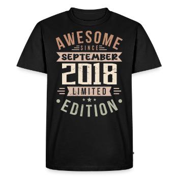 2018 Septembre Anniversaire Né Septembre 2018 - T-shirt Premium bio Homme - noir - Devant - Nico (187cm)