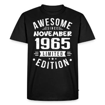 Novembre 1965 Idée Cadeau Légende Novembre 1965 - T-shirt Premium bio Homme - noir - Devant - Nico (187cm)