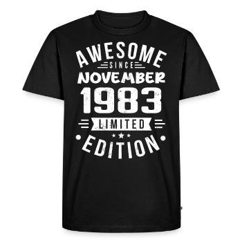 Novembre 1983 Idée Cadeau Légende Novembre 1983 - T-shirt Premium bio Homme - noir - Devant - Nico (187cm)