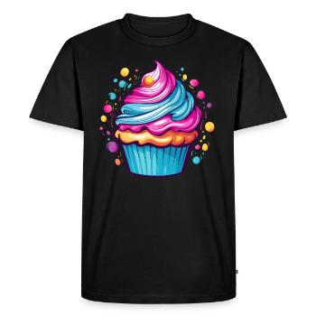 Cupcake coloré - T-shirt Premium bio Homme - noir - Devant - Nico (187cm)