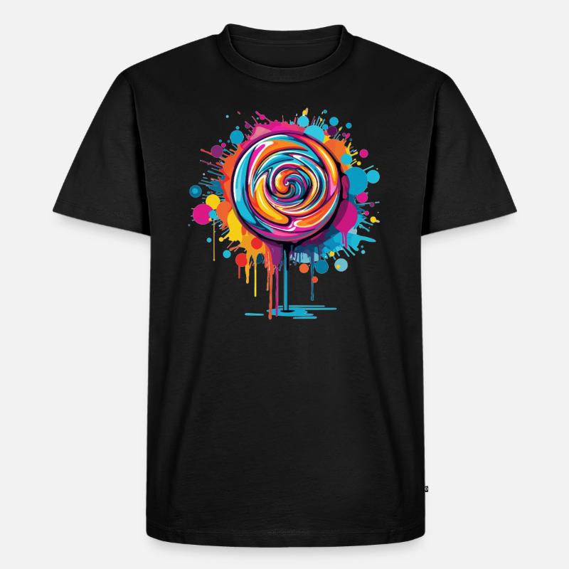 Bunte Lutscher Kunst - Männer Premium Bio T-Shirt - Schwarz