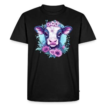 Vache fleurie - T-shirt Premium bio Homme - noir - Devant - Nico (187cm)