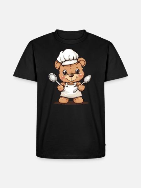 Cooking bear with spoons - Men's Premium Organic T-Shirt - black