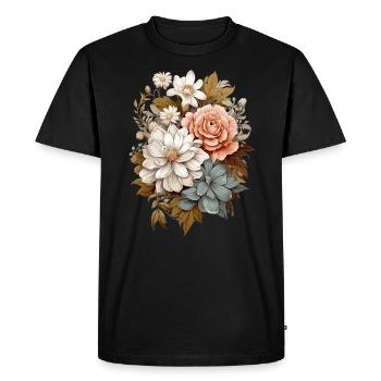 Delicate flowers in pastel - Men's Premium Organic T-Shirt - black - Front - Nico (187cm)