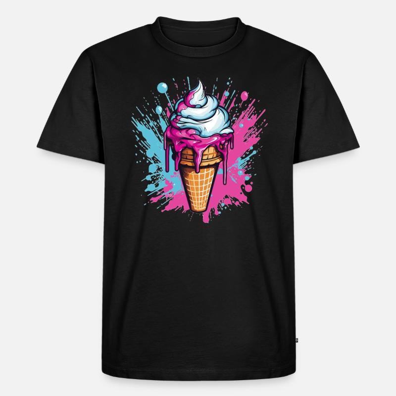 Eiscreme im Pop-Art Style - Männer Premium Bio T-Shirt - Schwarz