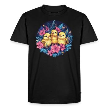 Chicks in the flower nest - Men's Premium Organic T-Shirt - black - Front - Nico (187cm)