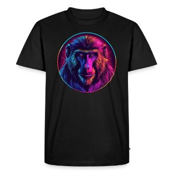 Singe Mandrill Néon - T-shirt Premium bio Homme - noir - Devant - Nico (187cm)