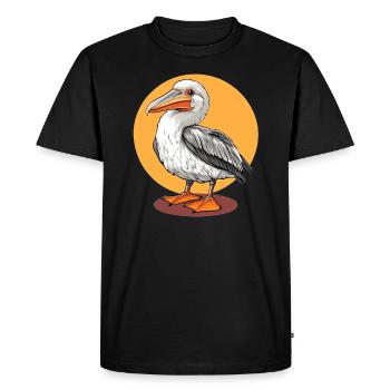 Dessin animé Pélican oiseau - T-shirt Premium bio Homme - noir - Devant - Nico (187cm)