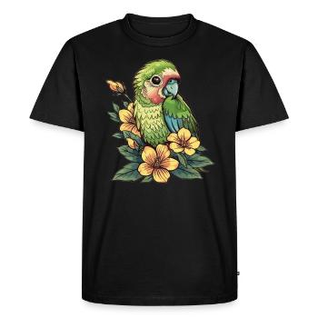 Perroquet à fleurs - T-shirt Premium bio Homme - noir - Devant - Nico (187cm)