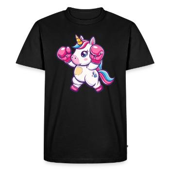 Cute Boxing Unicorn - Men's Premium Organic T-Shirt - black - Front - Nico (187cm)