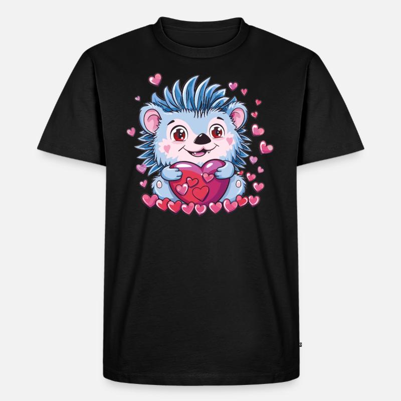 Verliebter Igel mit Herz - Männer Premium Bio T-Shirt - Schwarz