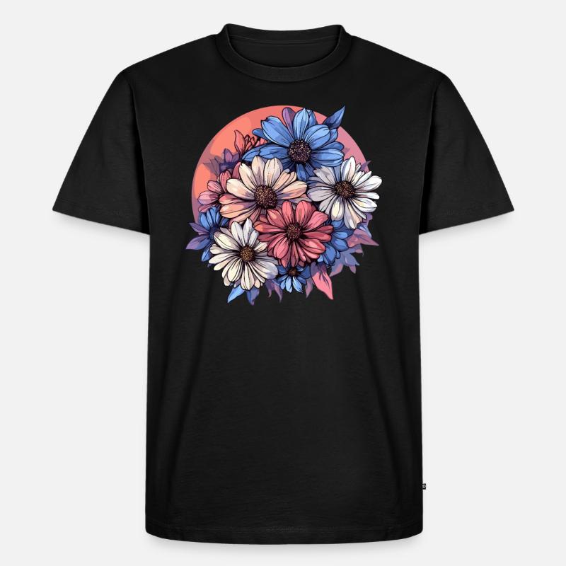 Farbenfroher Blumenstrauß - Männer Premium Bio T-Shirt - Schwarz