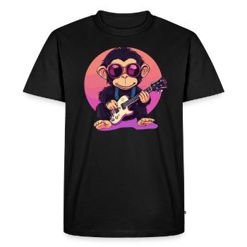 Guitar Monkey Style - Men's Premium Organic T-Shirt - black - Front - Nico (187cm)