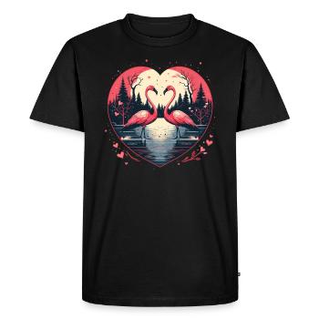Flamingos in heart shape - Men's Premium Organic T-Shirt - black - Front - Nico (187cm)