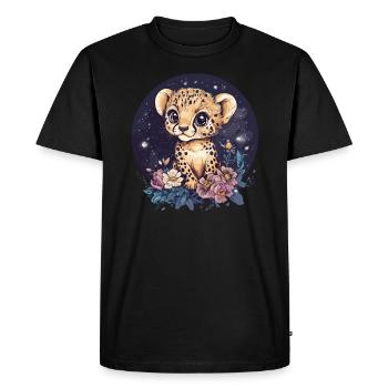 Bébé guépard sous les étoiles - T-shirt Premium bio Homme - noir - Devant - Nico (187cm)
