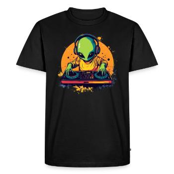 DJ Alien at the mixing desk - Men's Premium Organic T-Shirt - black - Front - Nico (187cm)