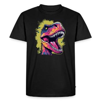 Colorful T-Rex with roar - Men's Premium Organic T-Shirt - black - Front - Nico (187cm)