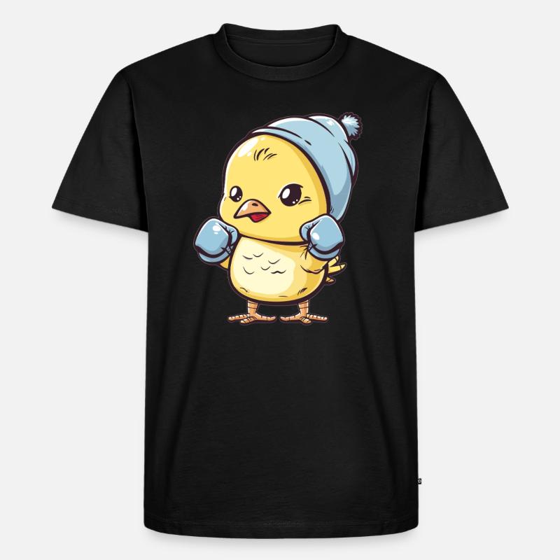 Boxendes Küken mit Mütze - Männer Premium Bio T-Shirt - Schwarz