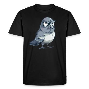 Grumpy Dove Comic Style - Men's Premium Organic T-Shirt - black - Front - Nico (187cm)