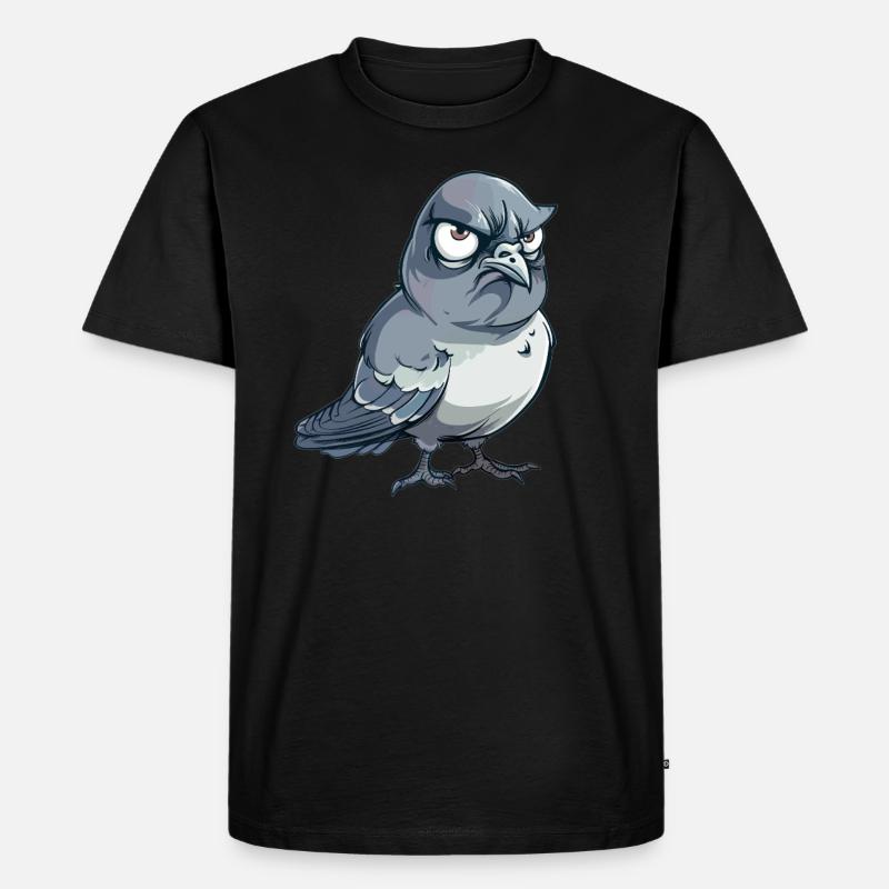 Grummelige Taube Comic-Stil - Männer Premium Bio T-Shirt - Schwarz